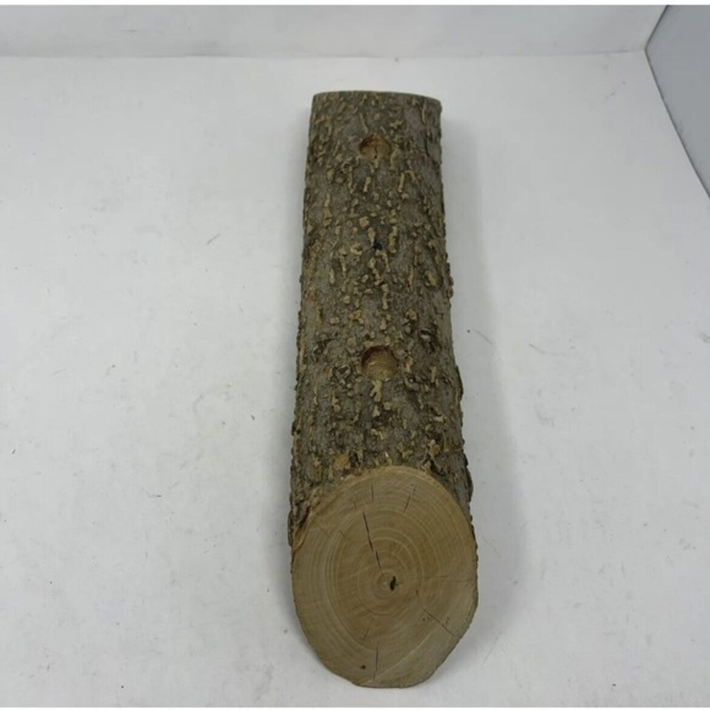 17” Real WOOD‎ LOG Candle HOLDER 2 Taper Candle Knotty Rustic Cabin Lakehouse